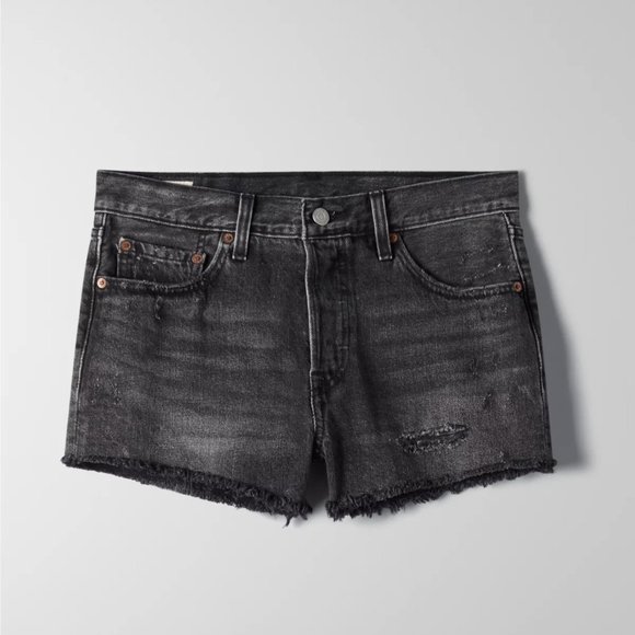 Levi's 501 Shorts in Trashed Black 27 - Picture 3 of 7